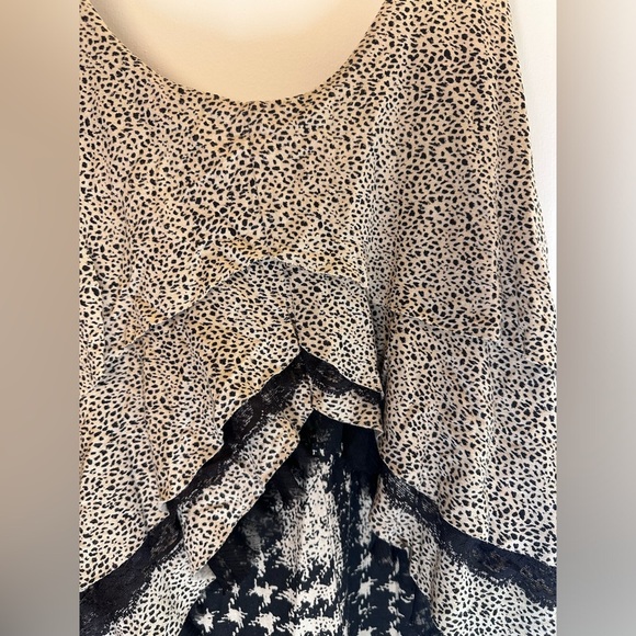 Silence + noise leopard print lace ruffle layered tank top size M - Picture 5 of 16